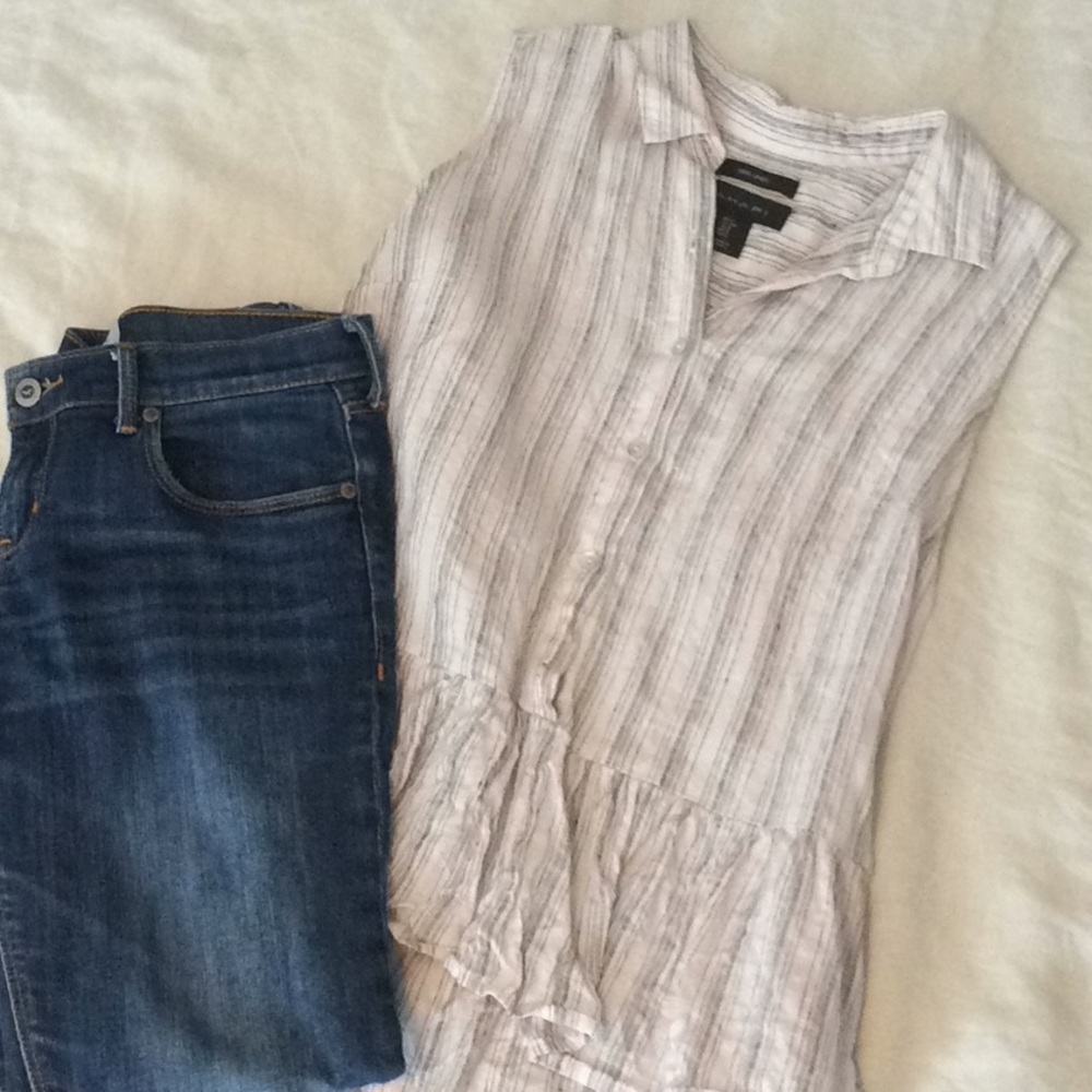 Tahari linen top